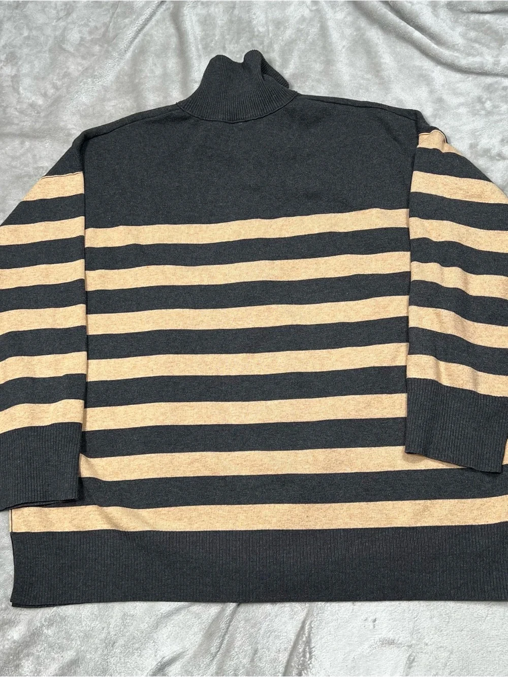 Free People Oversized Coastal 1/2 Zip Pullover Women S Carbon Camel Combo Stripe